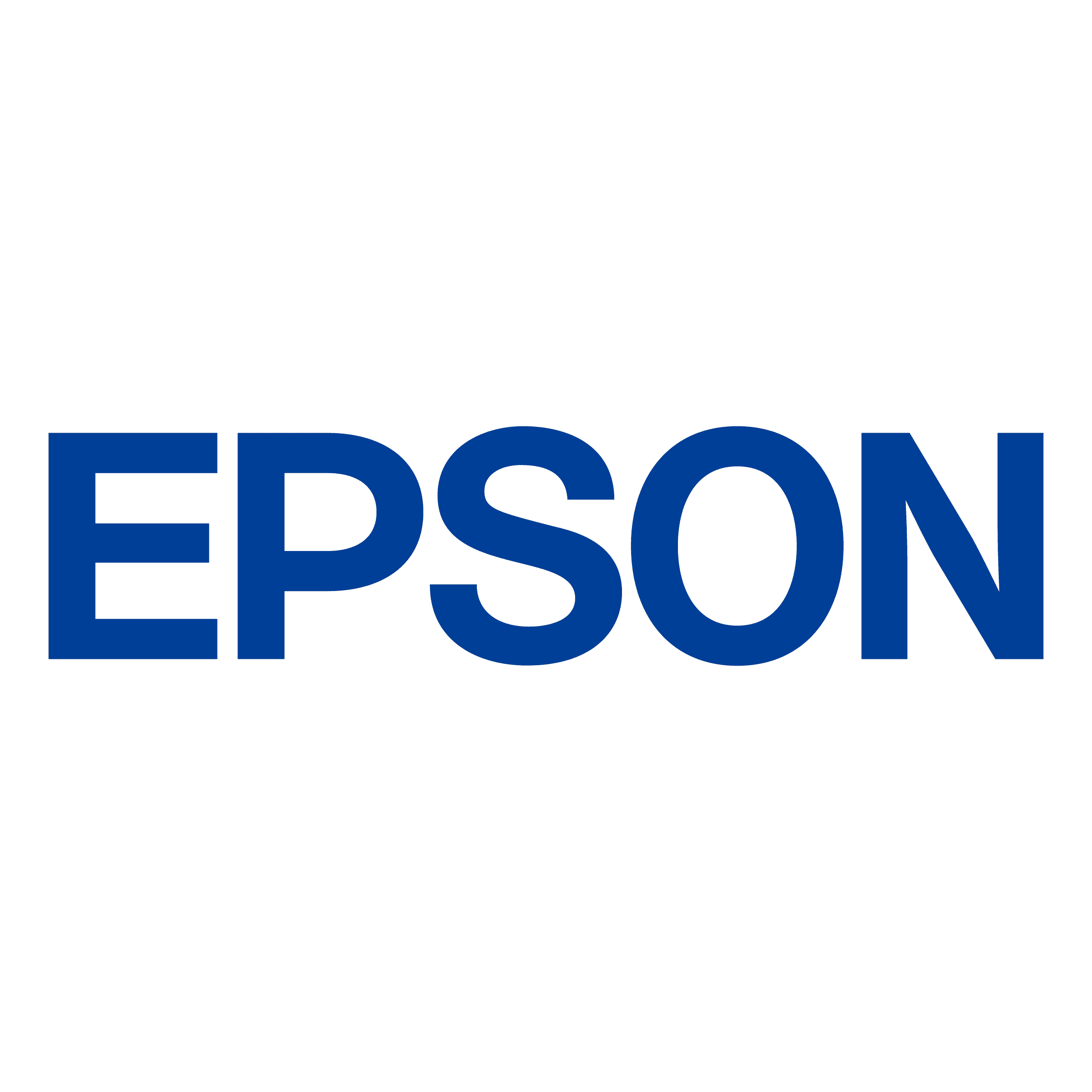 EPSON brand logo featuring bold, dark blue sans-serif capital letters on a white background.